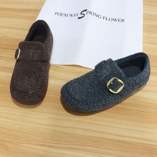 211 魔术贴平底休闲懒人鞋 532 2025冬毛毛加绒勃肯鞋 诗路花语女鞋