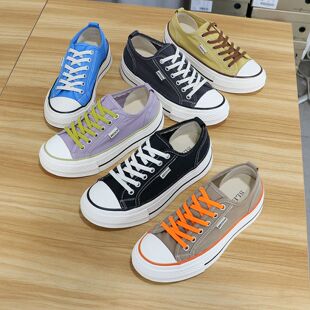 女低帮系带旅游休闲板鞋 9056 2026春夏软底帆布鞋 诗路花语女鞋