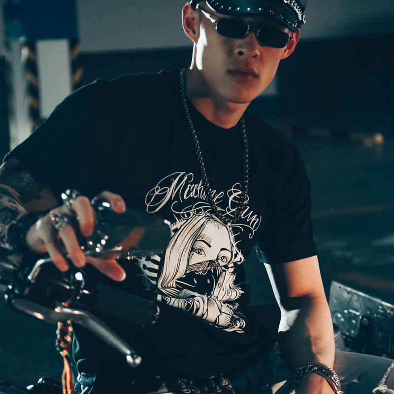 欧美风纹身刺青复古泰国潮牌老虎搏击泰拳t恤西海岸匪帮嘻哈街头