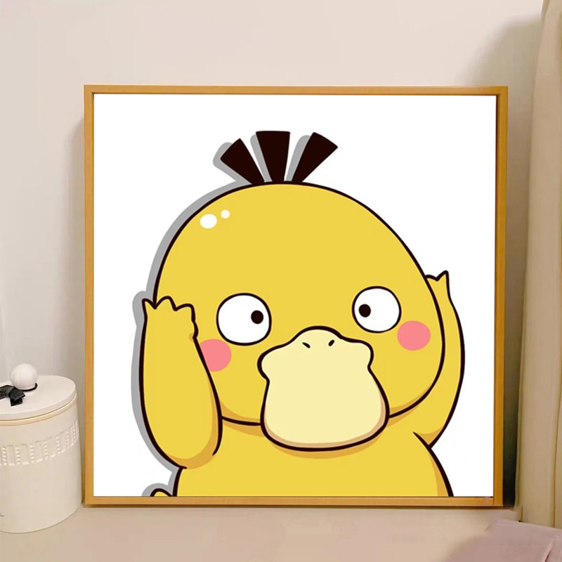 可达鸭数字油画diy填色油彩画神奇宝贝卡通数学儿童手工丙烯画