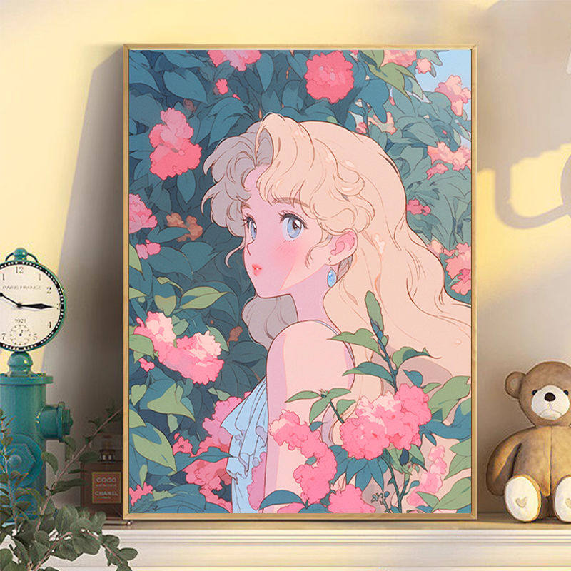 公主女孩数字油画diy填充填色手工绘卡通动漫丙烯油彩画装饰挂画