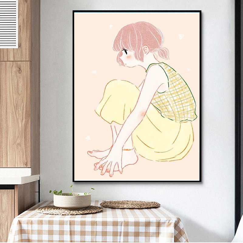 数字油画diy油彩画马尾女孩填色治愈解闷画画定制涂色填充水彩画