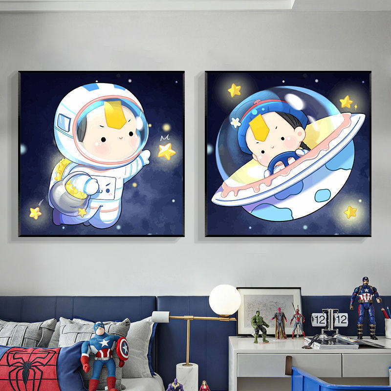 数字油画diy填色画油彩画手绘宇航员涂色填充减压卡通手工装饰画