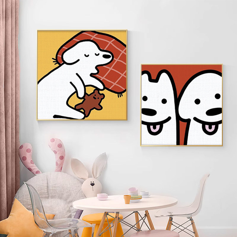 数字油画diy哈巴狗简单动漫填色手工儿童油彩画画画卡通填充水彩
