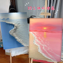 3d质感肌理画diy石英砂丙烯材料全套数字油画手工治愈海浪风景画