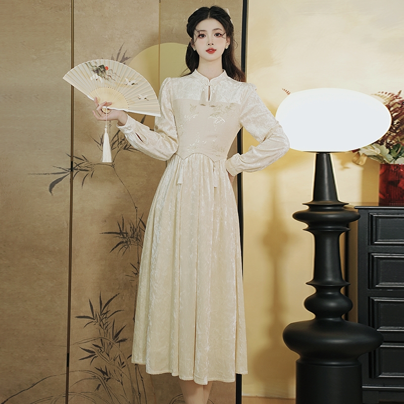 新中式提花连衣裙女秋季新款