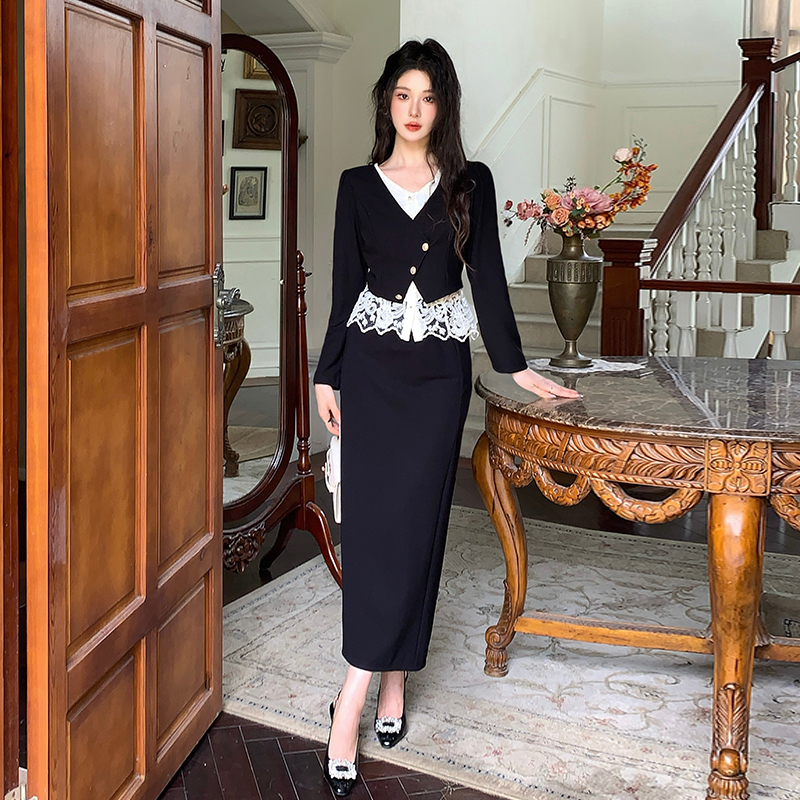 2025秋冬新款黑色小香风套装
