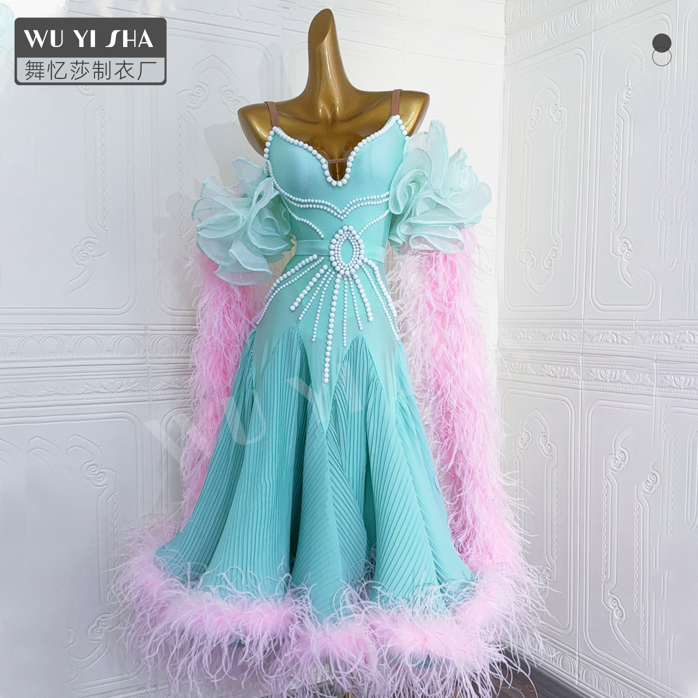 舞忆莎摩登舞蹈服比赛裙华尔兹演出服 2715