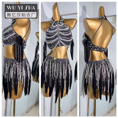 舞忆莎拉丁舞服成人流苏连衣裙时尚表演服少儿童连体练功服2863