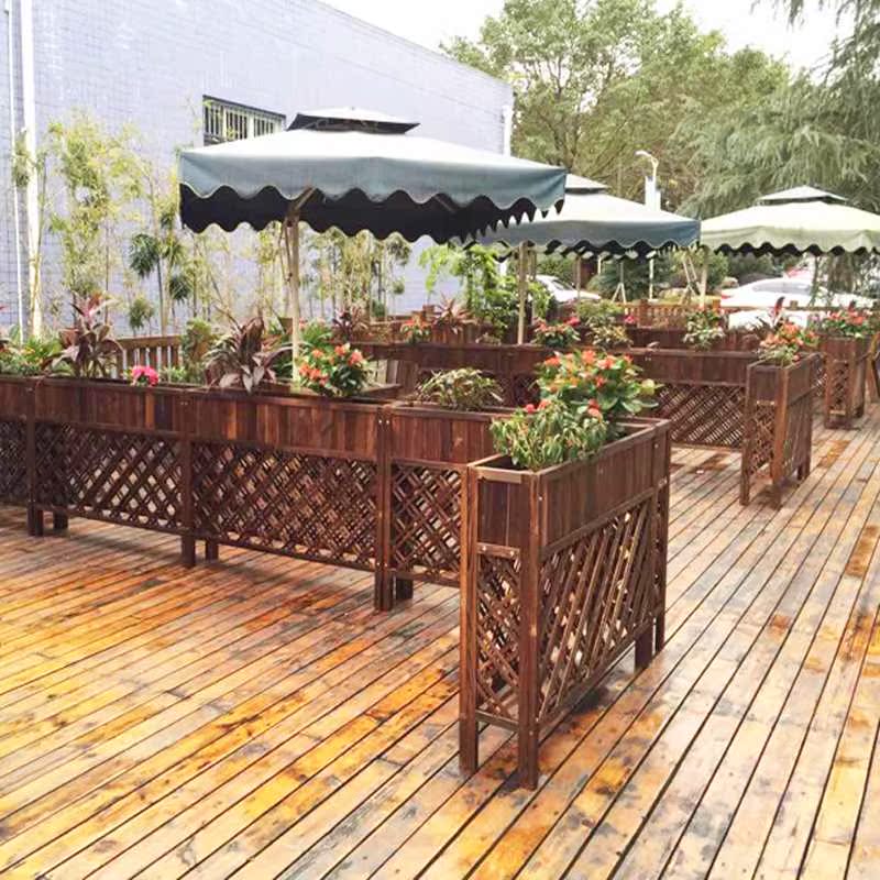 新款销实木网格花架餐厅隔断围栏户外花箱防腐木栅栏白色花槽篱笆