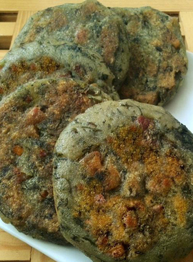 安徽蒿子粑粑 带咸肉腊肉 米面粑粑安徽特产六安蒿子粑粑清明粑粑