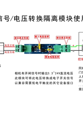 门禁车牌识别捷顺相机接广告闸开闸信号12V电压转换开关量转换器