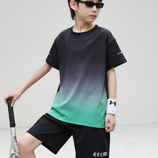 男童速干套装2025夏季新款冰丝速干衣儿童T恤运动套装篮球训练服