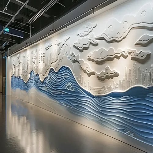 博物馆大空间城市展厅美陈浮雕画