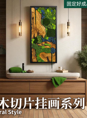 实木切片永生苔藓风景挂画