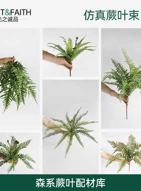 高品质手感大蕨叶蕨草蕨类植物造景绿植壁挂墙面垂吊假草插花设计