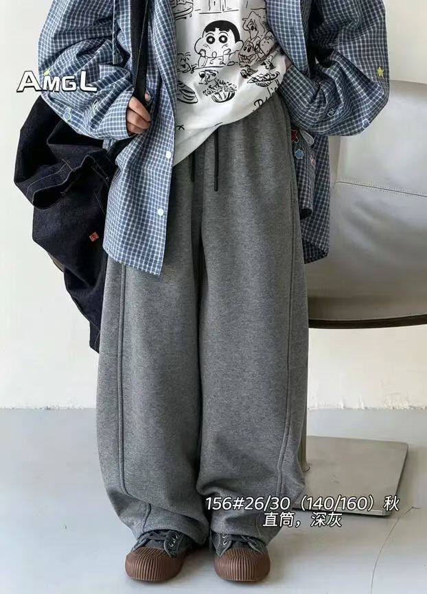 艾米古力2026秋冬新款潮牌男女童休闲加厚不加绒卫裤中大童针织裤