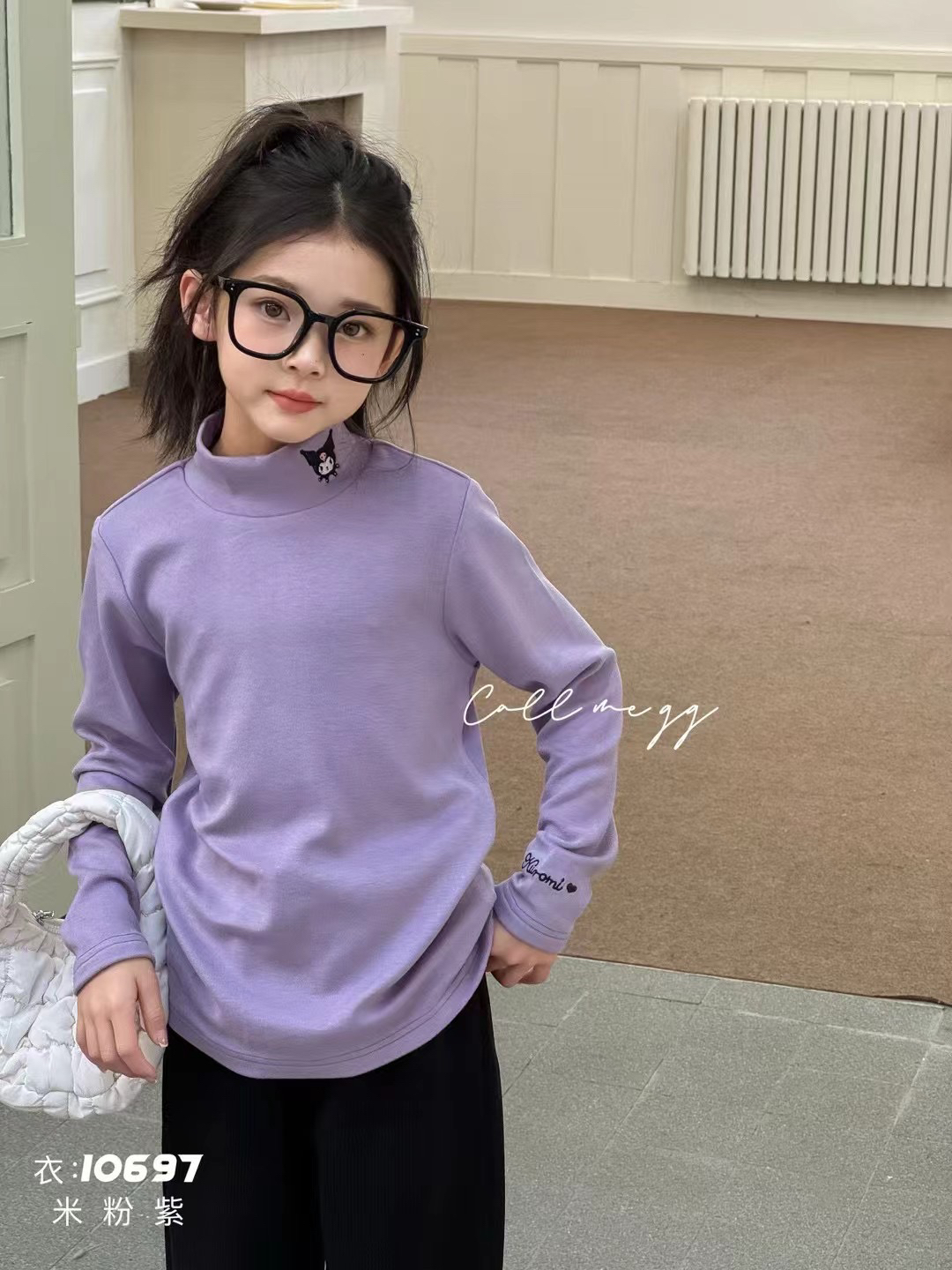 GMGG叫我格格秋冬高级感2024新款长袖t恤女孩大童保暖内搭上衣