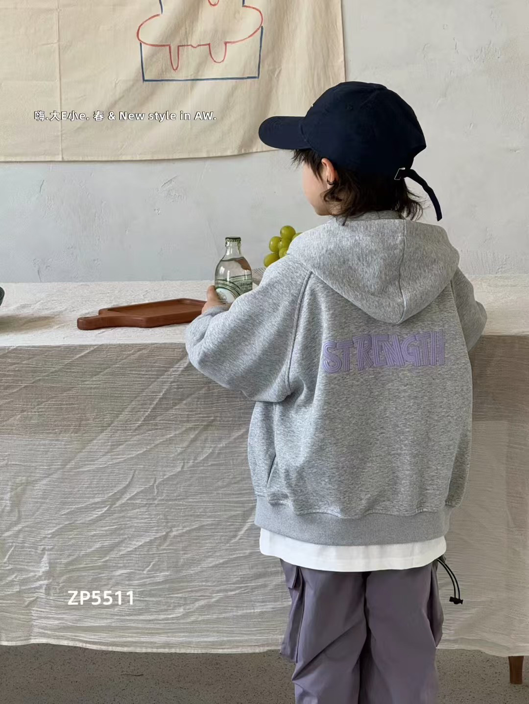 嗨大E小e2025春装新款男童女童休闲卫衣中大童韩版针织外套5511图片