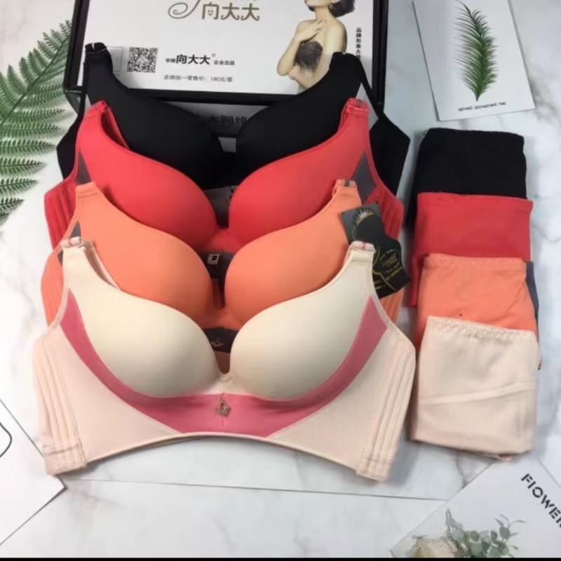 新款向大大性感V型文胸无钢圈一片式聚拢调整内衣减压轻运厚款