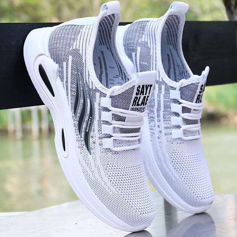 国货品牌白色休闲鞋男软底透气运动鞋子一脚蹬懒人鞋轻便网布男鞋