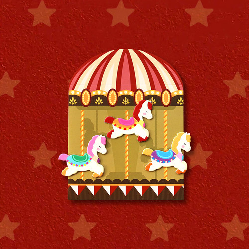 2026马年旋转木马可爱立体粘贴DIY红包/利是封（5个装）