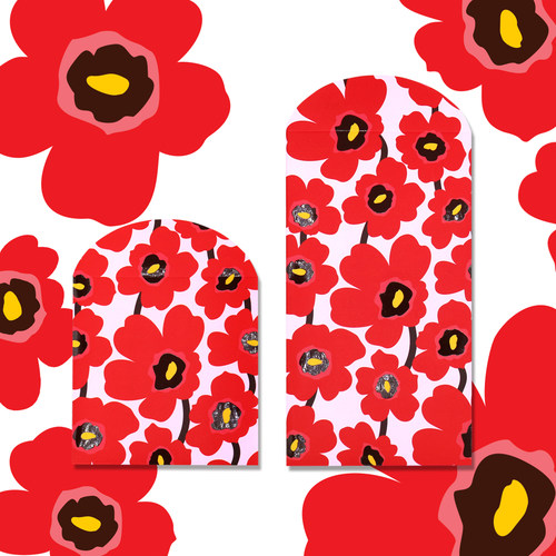 创意花花红花朵8个装红包