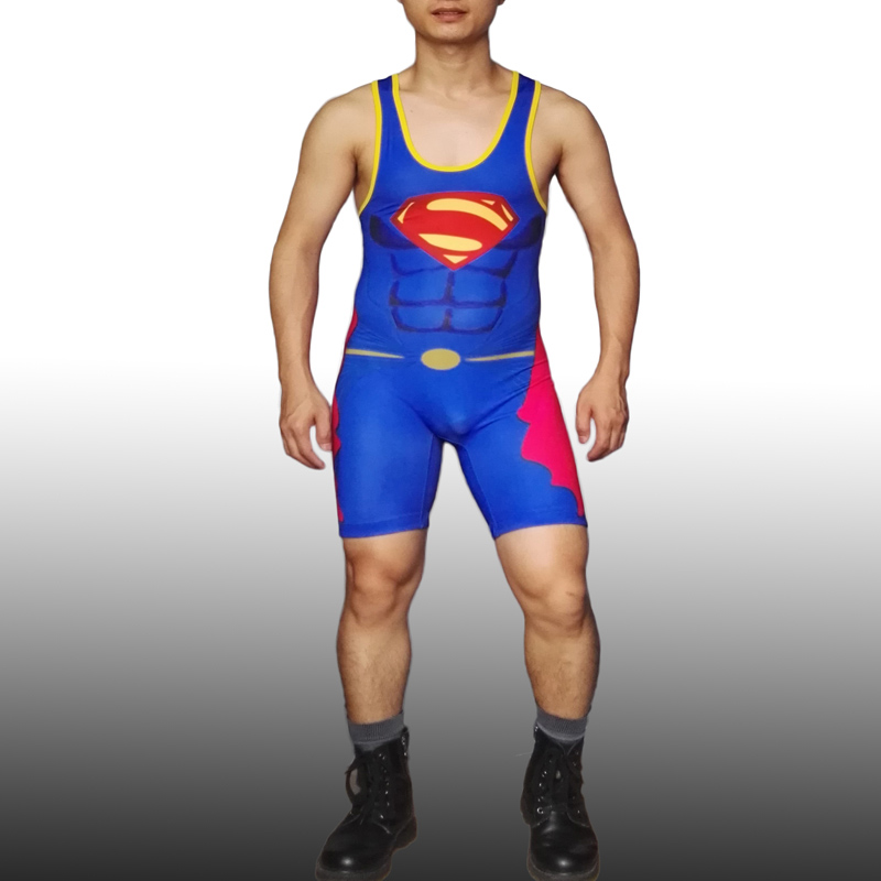 badiace超人男士印花连体紧身衣