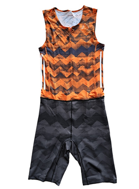 钻石联赛谢震业同款连体田径服  橙色波浪连体紧身衣