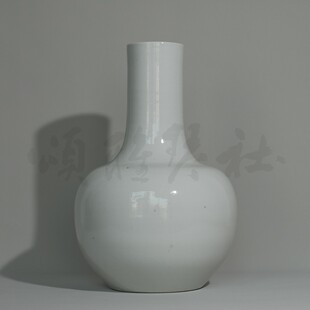 『颂雅琴社』日本明治平佐伊万里白瓷瓶 书房古董  插花中式