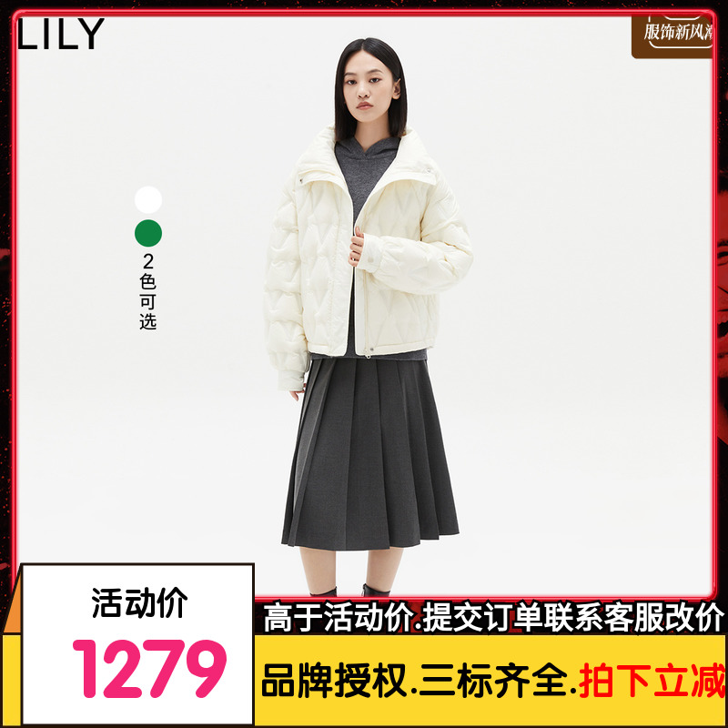 【商场同款】LILY2023冬新款女装保暖鹅绒立领羽绒服外套小个子女