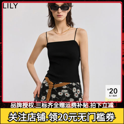 【商场同款】LILY2025夏新款女装简约基础款一字领针织吊带背心