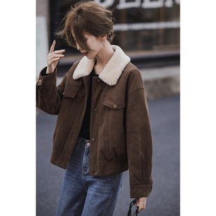 小谷粒威尔士外套 复古美拉德灯芯绒上衣女秋冬新款宽松百搭夹克