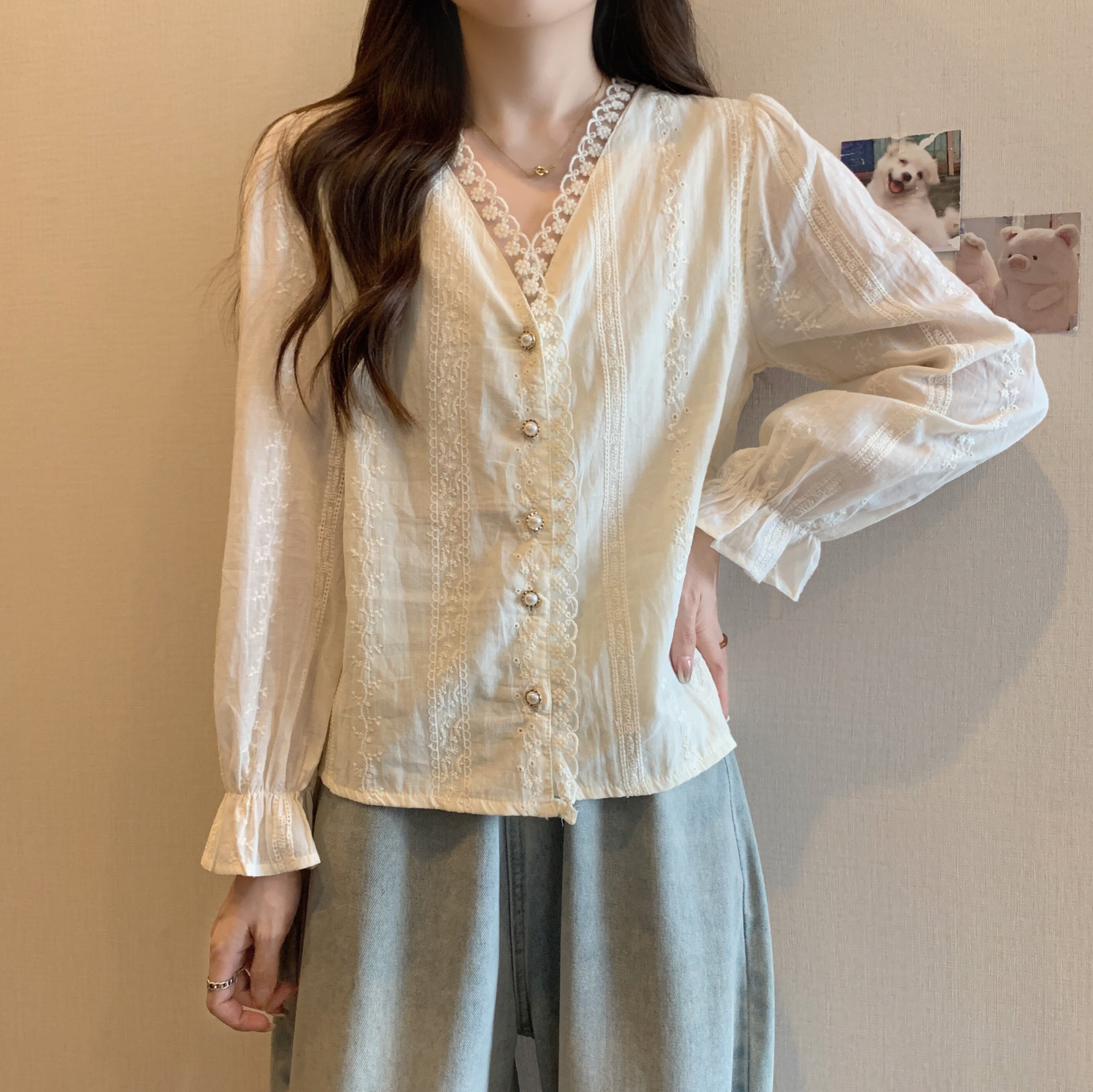 实拍秋装大码女装温柔风法式设计感百搭洋气质长袖衬衫M-4XL200斤
