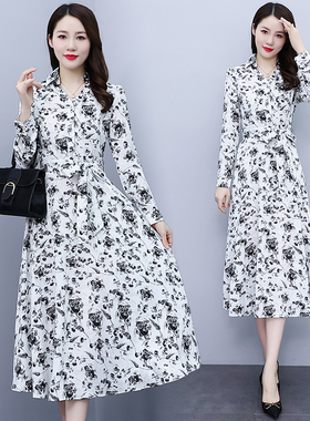 Meliss Lazy显感腰高级衬衫端收早秋连衣裙女长袖瘦高新款法式