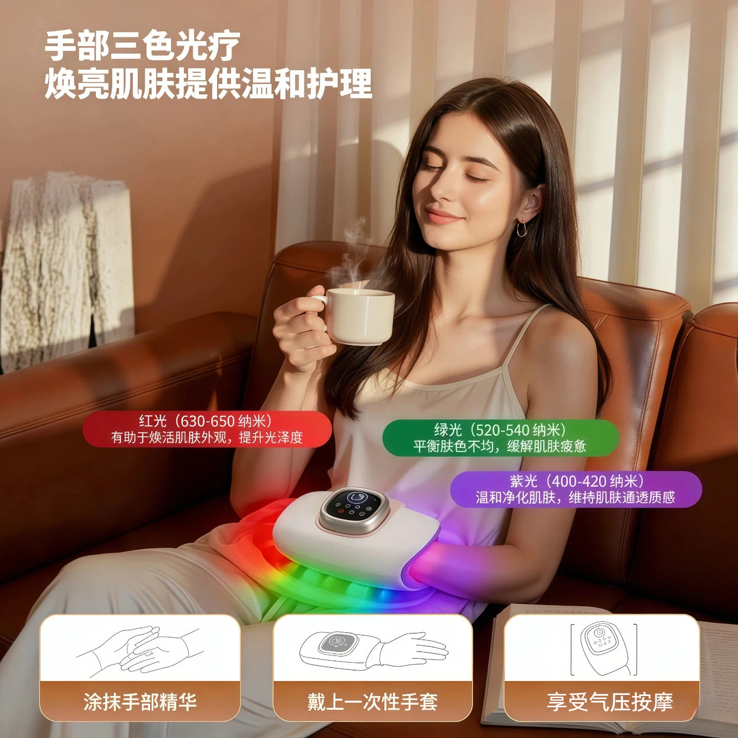 3D热敷手部按摩器气压揉捏美白嫩肤护腕手腕腱鞘炎嫩手美手神器