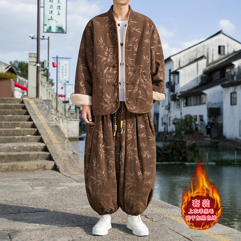 唐装棉衣男双面穿保暖棉袄套装