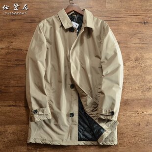 防风防水89欧轻量化出口欧美大码男士夹薄棉秋冬中长风衣大衣外套