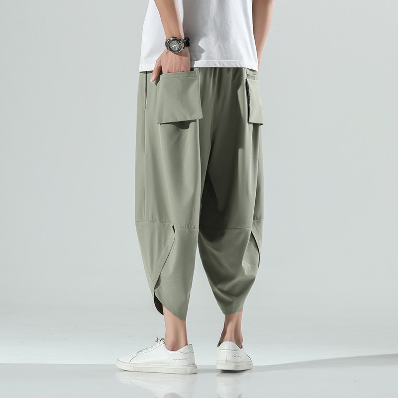 冰丝七分裤男夏季薄款哈伦萝卜裤