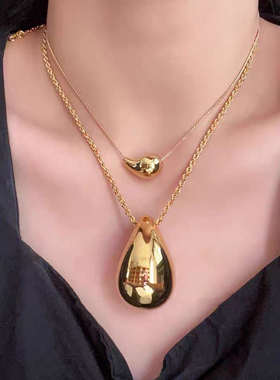 光面蛋型水滴吊坠项链