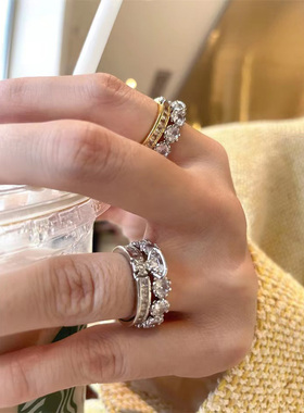 满钻土星皇冠开口戒指