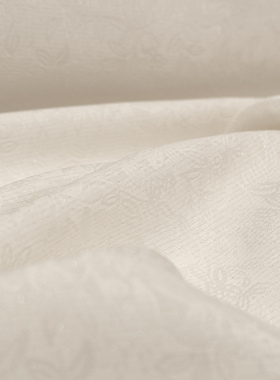 米丝美银通南天纹正绢本白色上衣套装连衣裙旗袍桑蚕丝服装面料