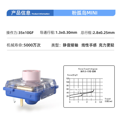 凯华Kailh深海孤岛鲸落MINI静音矮轴消音机械键盘1353轴Hitbox