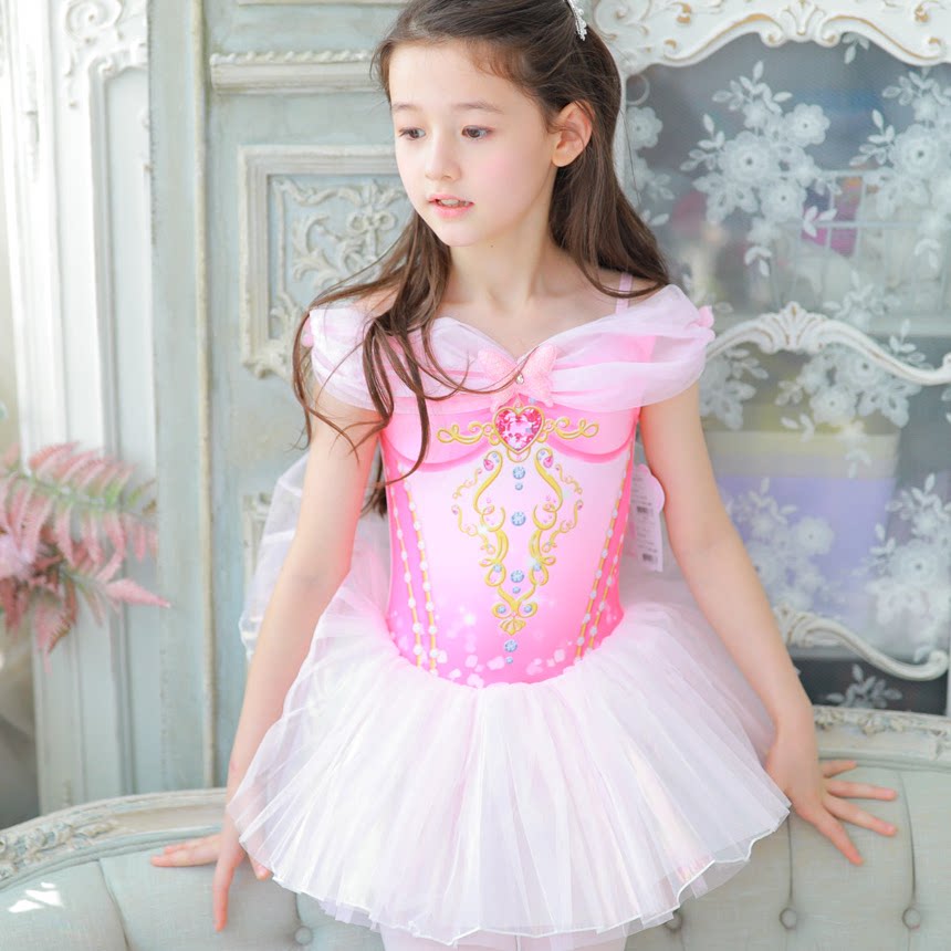 韩国进口儿童漂亮粉色舞蹈演出服女孩宝宝公主蝴蝶结蓬蓬连体纱裙