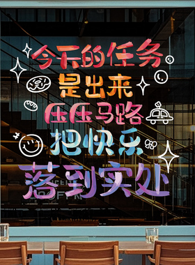 创意解锁密码玻璃门贴纸店铺透明橱窗推拉门防撞贴UV仪式感静电贴