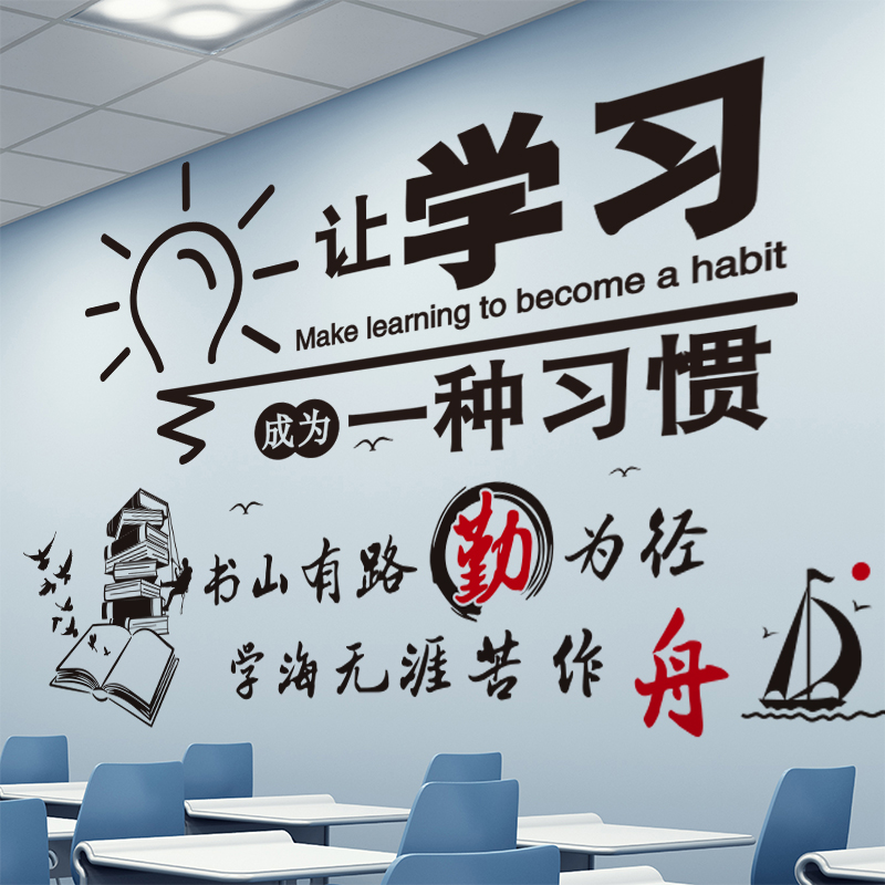 墙纸壁纸自粘宿舍创意励志墙贴纸布置学习海报教室班级文化墙装饰