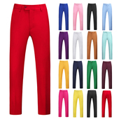 大码 西裤 纯色彩色黄色休闲裤 男士 裤 时尚 子男大红色本命年西装 修身