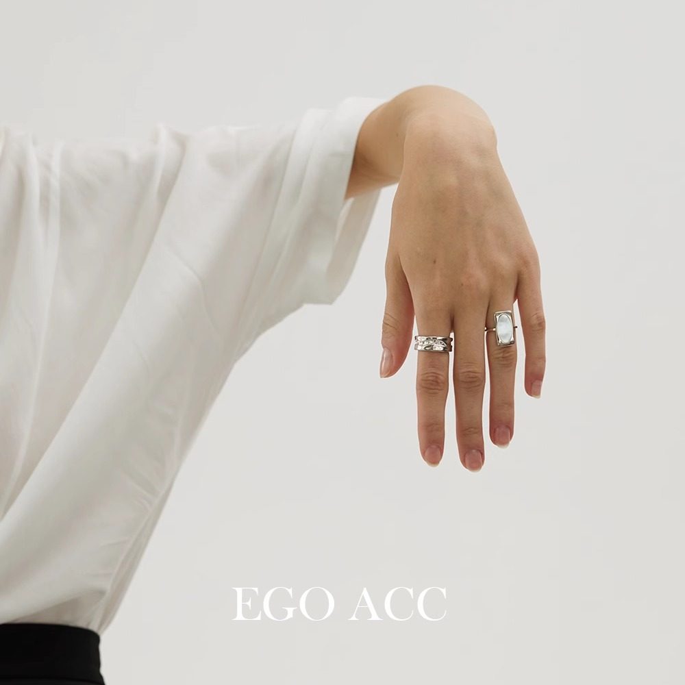 朋克风宽面开口银戒指s925指环