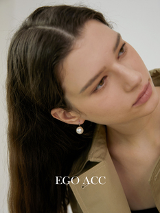 施家珍珠耳环s925纯银灰珍珠耳饰高级感 博主fever同款 EGO ACC