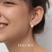 EGO 百搭气质耳扣耳圈 简约优雅淡水珍珠锆石耳环女经典 ACC 法式